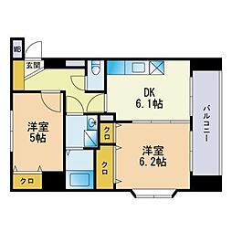 オーレオール 2DKの間取図画像