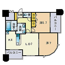 ベイサージュ箱崎 2LDKの間取図画像