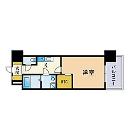ウェルブライト博多 1Kの間取図画像