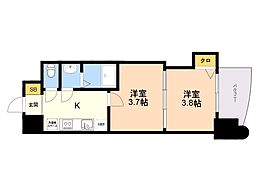 アリビオ博多駅北 2Kの間取図画像
