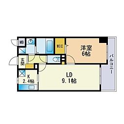 スカイシャトレ柚須 1LDKの間取図画像