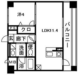 Aden箱崎駅前 1LDKの間取図画像