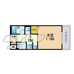 プレデュ・パルク壱番館 1Kの間取図画像