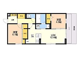 ブラン新宮中央 2LDKの間取図画像