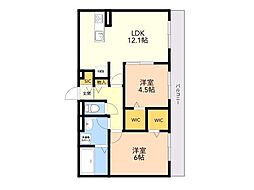 D-room香住ケ丘2 2LDKの間取図画像