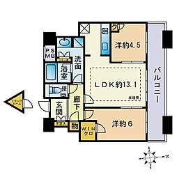 センターマークスタワー 2LDKの間取図画像