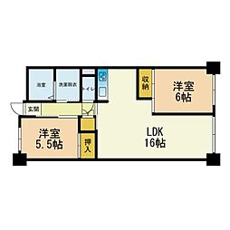 ビレッジハウス香椎浜タワー 2LDKの間取図画像