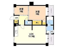 ビレッジハウス古賀5号棟 2LDKの間取図画像