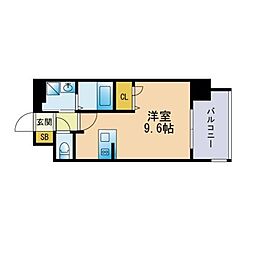 エンクレスト千早 ワンルームの間取図画像