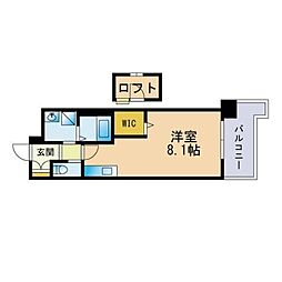 マテーモ千早 ワンルームの間取図画像