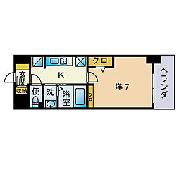 NDG九産大前byNudge'one. 1Kの間取図画像