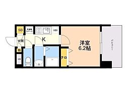 ブランシエスタ千早RJR 1Kの間取図画像
