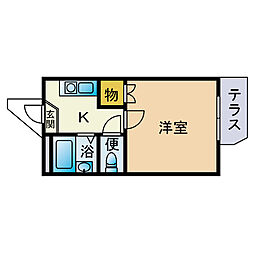 秋桜名島 1Kの間取図画像