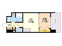 ブランシエスタ千早RJR 1DKの間取図画像