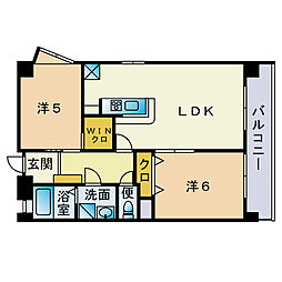 フレッシュマンション香椎 2LDKの間取図画像