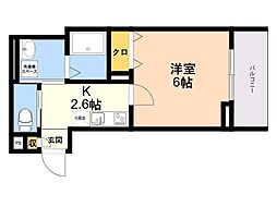 (仮称)robot home 和白 1Kの間取図画像