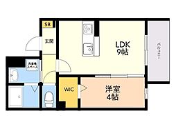 ＬＩＢＴＨ高宮東2 1階1LDKの間取り