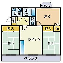 桧原ハイツ 3DKの間取図画像