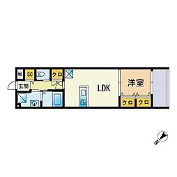 パンタシア南山荘通 1LDKの間取図画像