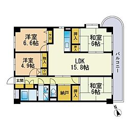 サンライズ長丘 4LDKの間取図画像