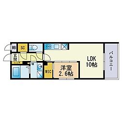 ルピエ平尾 1LDKの間取図画像