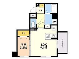ラフィーネ井尻2B棟 1LDKの間取図画像