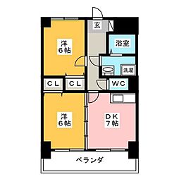 S・フォンティーヌ大橋 2LDKの間取図画像