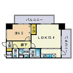HF平尾レジデンスイースト 1LDKの間取図画像