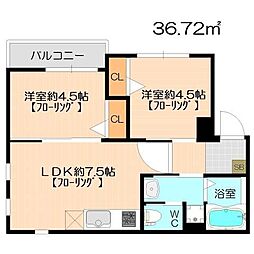 Say-Ryu平尾 2LDKの間取図画像