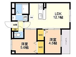 福岡市南区大橋3丁目マンション 2LDKの間取図画像