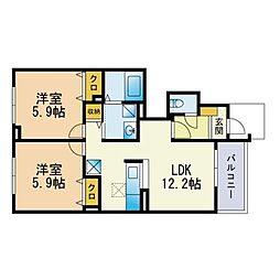 パルフェ2 2LDKの間取図画像