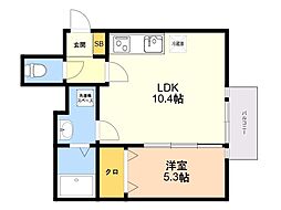 Le Lien Blanc高木 1LDKの間取図画像