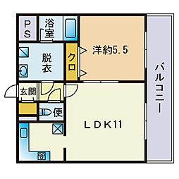 ビエラコート大橋 1LDKの間取図画像