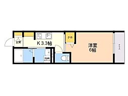 THETERRAce若久 1Kの間取図画像