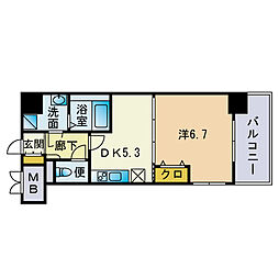 ウィークス シスイ 1DKの間取図画像