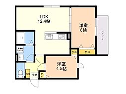 リタリッチ井尻南 2LDKの間取図画像
