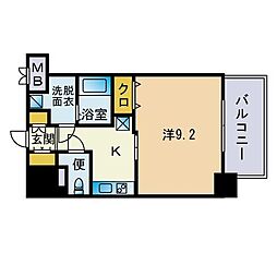 ルモール大橋 1Kの間取図画像