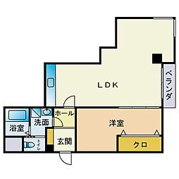 オリンピア・マンション高宮 1LDKの間取図画像