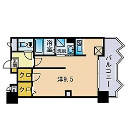 HF平尾レジデンスイースト ワンルームの間取図画像