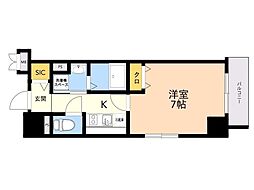 アルファレガロ大橋 1Kの間取図画像