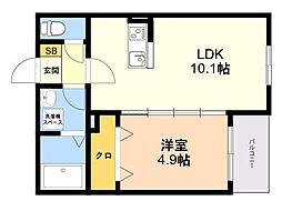 プライマリー花畑 1LDKの間取図画像