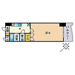 ロイヤル日赤通80 1Kの間取図画像