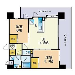 シェミネ高宮通り 2LDKの間取図画像