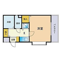 シティパレス大橋駅前パート2 1Kの間取図画像