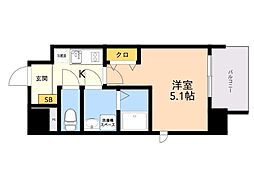 Ｌｉｖｅ　Ｃａｓａ　姪浜 201 1階1Kの間取り