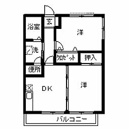 テーラベルデオド 2DKの間取図画像