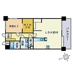 朝日プラザ愛宕 1LDKの間取図画像