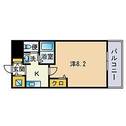 エル・ブラン姪浜 1Kの間取図画像