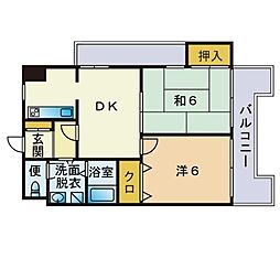 ベイサイド小戸 2DKの間取図画像