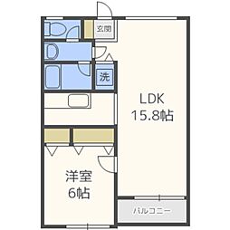 サンフラワー姪浜 1LDKの間取図画像
